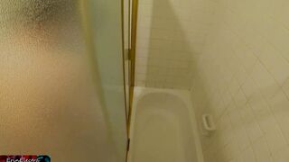 Stepsister enters stepbrother's shower and he enters her