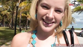 Petite college girl young woman picked up on the beach