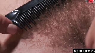 View this cute dark hair soap up her hairy snatch into the shower