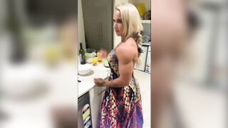 Irresistible Blonde Lifts Dress Flexes Muscle Bums