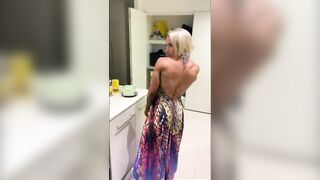 Irresistible Blonde Lifts Dress Flexes Muscle Bums
