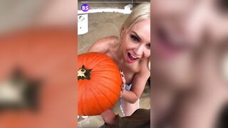 Pumpkin Smashing with Blonde Huge Jugs KENZIE TAYLOR for Halloween