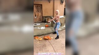Pumpkin Smashing with Blonde Huge Jugs KENZIE TAYLOR for Halloween