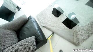 Red Bj stepmom sucking off off her stepsons dick and makes him cum