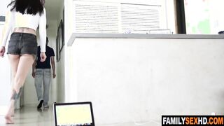 Stepbrother and stepsister fight then nailed