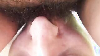 draining cunt juice from fat furry cunt