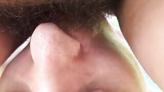 draining cunt juice from fat furry cunt
