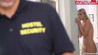 HORNYHOSTEL - Lilly Bella Getting Banged By Security Guards Gigantic White Cock - LETSDOEIT
