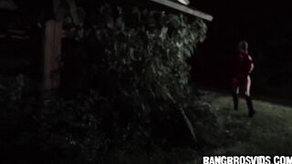 Big Boobed blonde redhooded gets fuck public