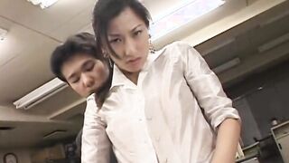 Japanese busty secretary needs to satisfy boss friend