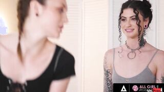 ALL SLUTS RUBS - Tattooed College Barely Legal Get Wild While Practicing For Their Strokes Class
