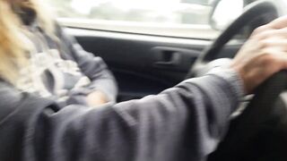 nippleringlover lusty mother flashing pierced boobs into vehicle handcuffs on insane pierced nipples