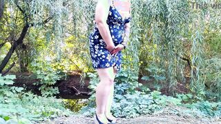milf takes underwear off and pisses like a horse