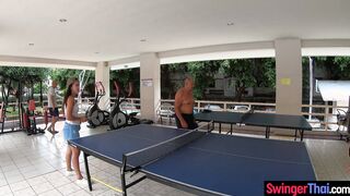 Ping pong amateurs sex in the shower