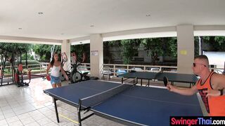 Ping pong amateurs sex in the shower