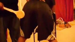 stepdad punishes black ass with a paddle