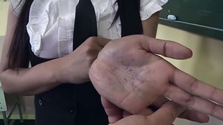 Pretty schoolgirl has to take her exam.,but she is into trouble, when she is cheating on her exam. Part one. Her professor humiliates her, punishes her.