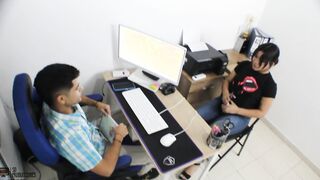 Boss fucks his employee into his office and is discovered by his other employee FULL STORY