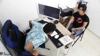 Boss fucks his employee into his office and is discovered by his other employee FULL STORY