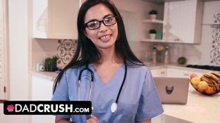 DadCrush - Adorable Nurse Step Daughter Scarlett Alexis Tests How Huge Stepdad Can Last Without Cummming