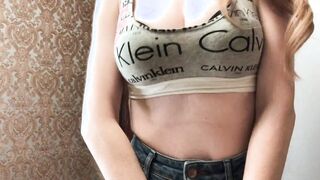 Real Cheating While Hubby inside the Toilet - Blonde Amateur with Talking