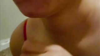 loving his penis while ride my sex toy.