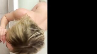 Blowing Off penis from the bathtub to the bedroom