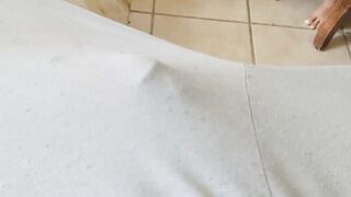 (point of view) loves to watch my penis standing out inside my leggings, she can't stand it and blows it off