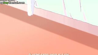 Hentai horny teen in stockings fucks her pussy
