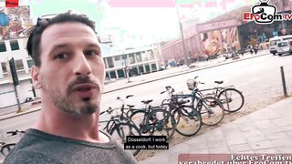 German slim blonde older mom at outdoor street date