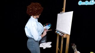 Long Breasts milf Ryan Keely Cosplay As Bob Ross Gets Freaky During Painting Tutorial