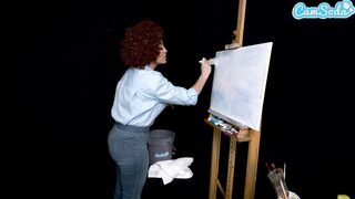 Long Breasts milf Ryan Keely Cosplay As Bob Ross Gets Freaky During Painting Tutorial