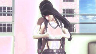 Tifa Lockhart long hooters chest strokve from behind making out and pussylicking to reach orgasm - 3d porn sfm animation