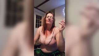 Smoking a cig, having fun with vibrators, cock pump.