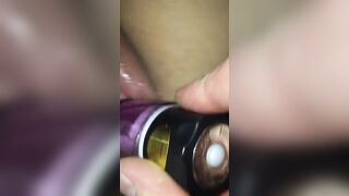 Rave Goddess stretches swollen cunt with big sex toy
