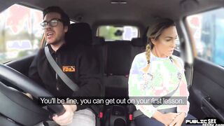 Big Tit cougar outdoor fuck inside vehicle outdoors by driving tutor