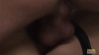 The chunky dark haired likes it nuts deep while her thin blonde cougar friend really loving rides a cock