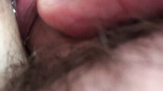 Close up of cunt fucking. Peeing while fucking in the bushy cunt. Pee snatch.