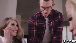Sexy transsexuals interracial threesome