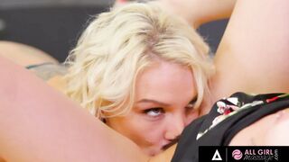 ALL CHICK GRIND - Pervert Kristen Scott Fingered Her Big Titted Boss Kenzie Taylor During A Seen