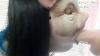 Piggy TRAINS HER THROAT with a SEX TOY