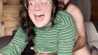 Adorable young dark hair with long jugs ejaculates on camera for the first time and LOVES it