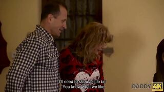 DADDY4K. Taboo banged! of old daddy and two Women ends with nice