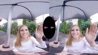 18VR Umbrella Makes Huge Boobed 18 Year Old lover Stella Cardo Wet Down There
