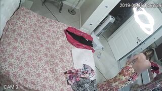 hidden Web Cam. Hot Milf Blonde changing into bedroom