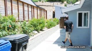 Slender chinese Bombshell ride big cock what barely fits