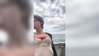 sexy beauty Smoking And Flashing on a boat