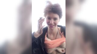 sexy beauty Smoking And Flashing on a boat
