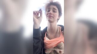 sexy beauty Smoking And Flashing on a boat