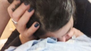 Annoying bitch sings cringy IT'S CORN meme song while sucking off - gets a slap on the fellatio
